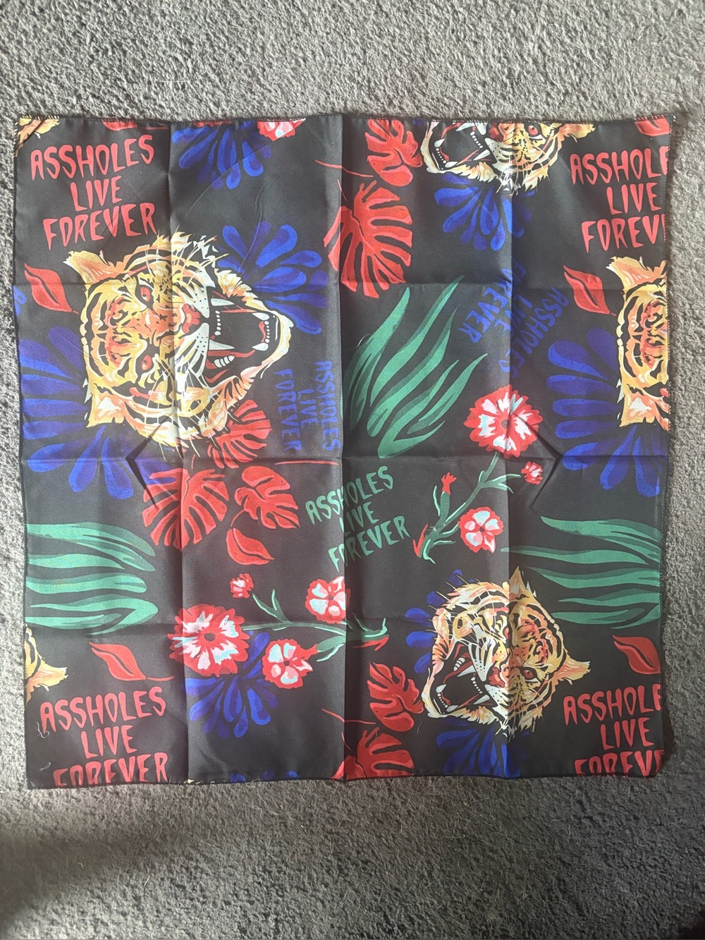 NIP Assholes Live Forever Tropical Tiger Bandana